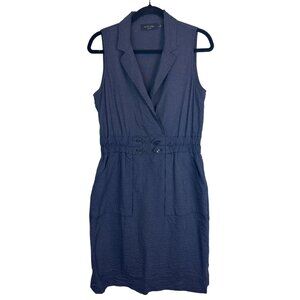 Iris Setlakwe Women’s Navy Sleeveless Stretch Waist Dress Pockets Minimalist 6